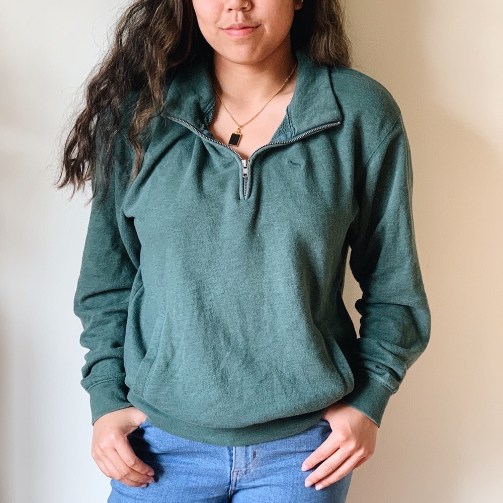 Victoria Secret Green Quarter-zip Sweatshirt